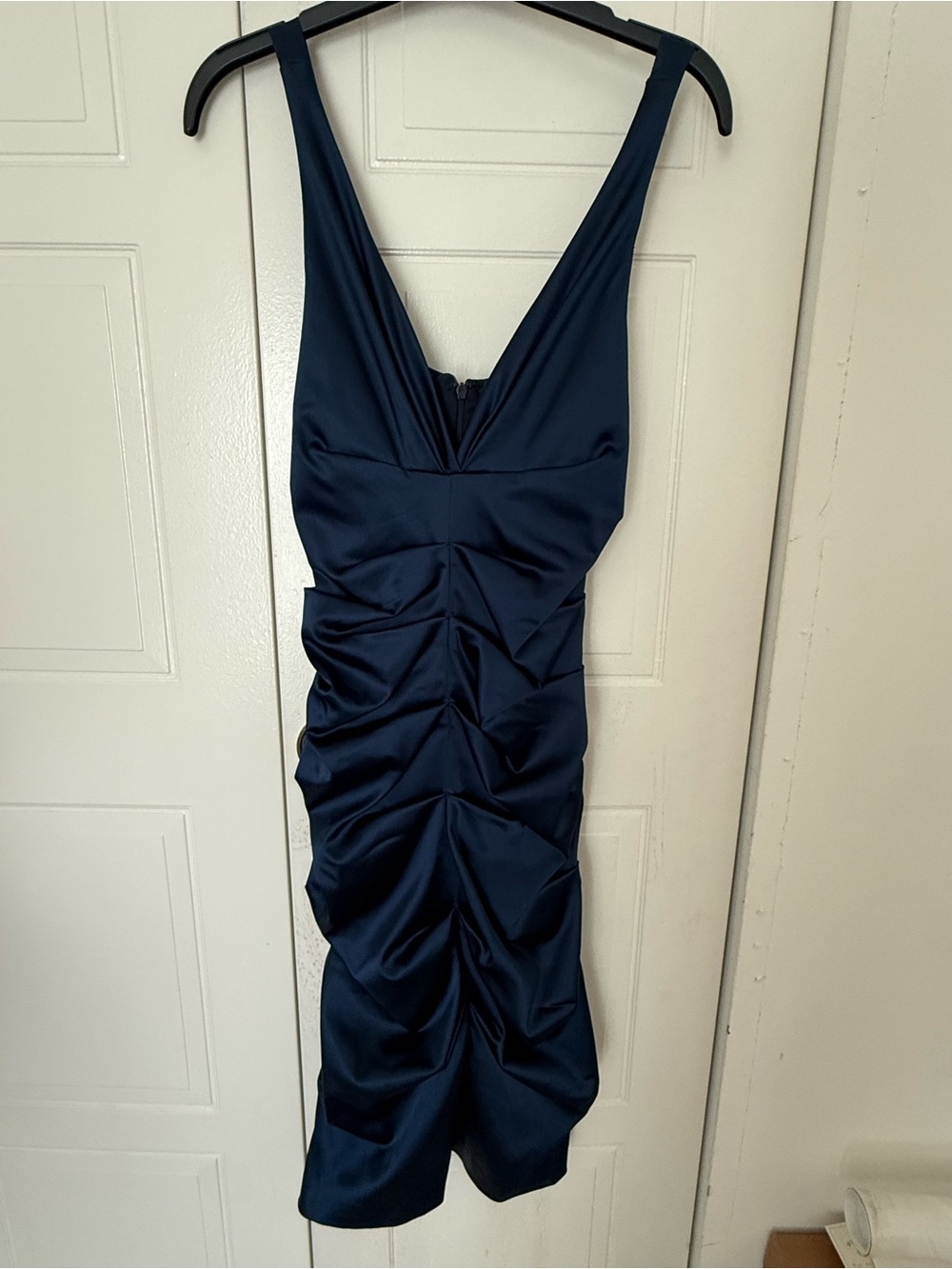 Nicole Miller Navy Ruched Dress with Wide Straps